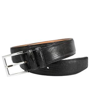 Saks Fifth Avenue Black Leather Belt Croc Embossed Large Made In Italy